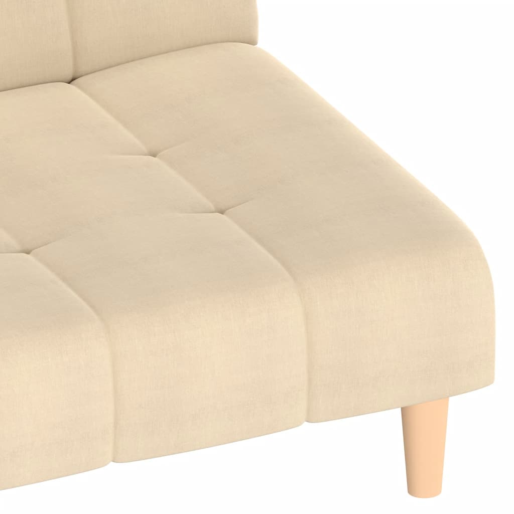 Canapea extensibilă cu 2 locuri, crem, material textil