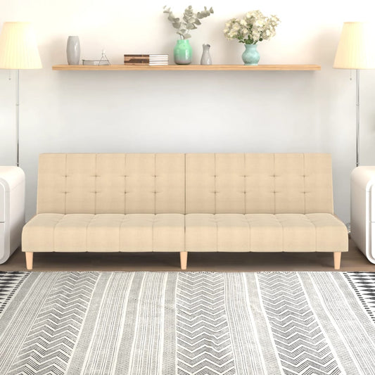 Canapea extensibilă cu 2 locuri, crem, material textil
