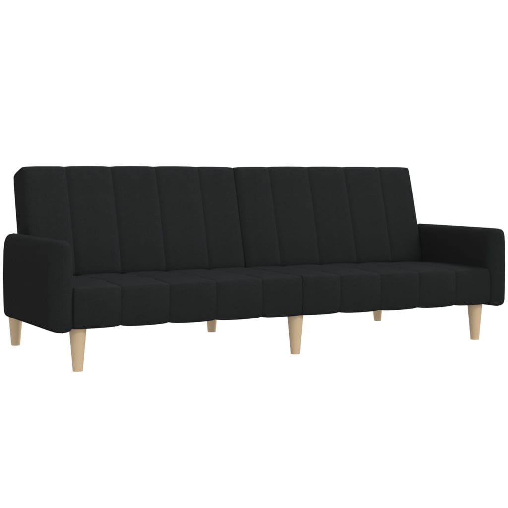 Canapea extensibilă cu 2 locuri, negru, material textil