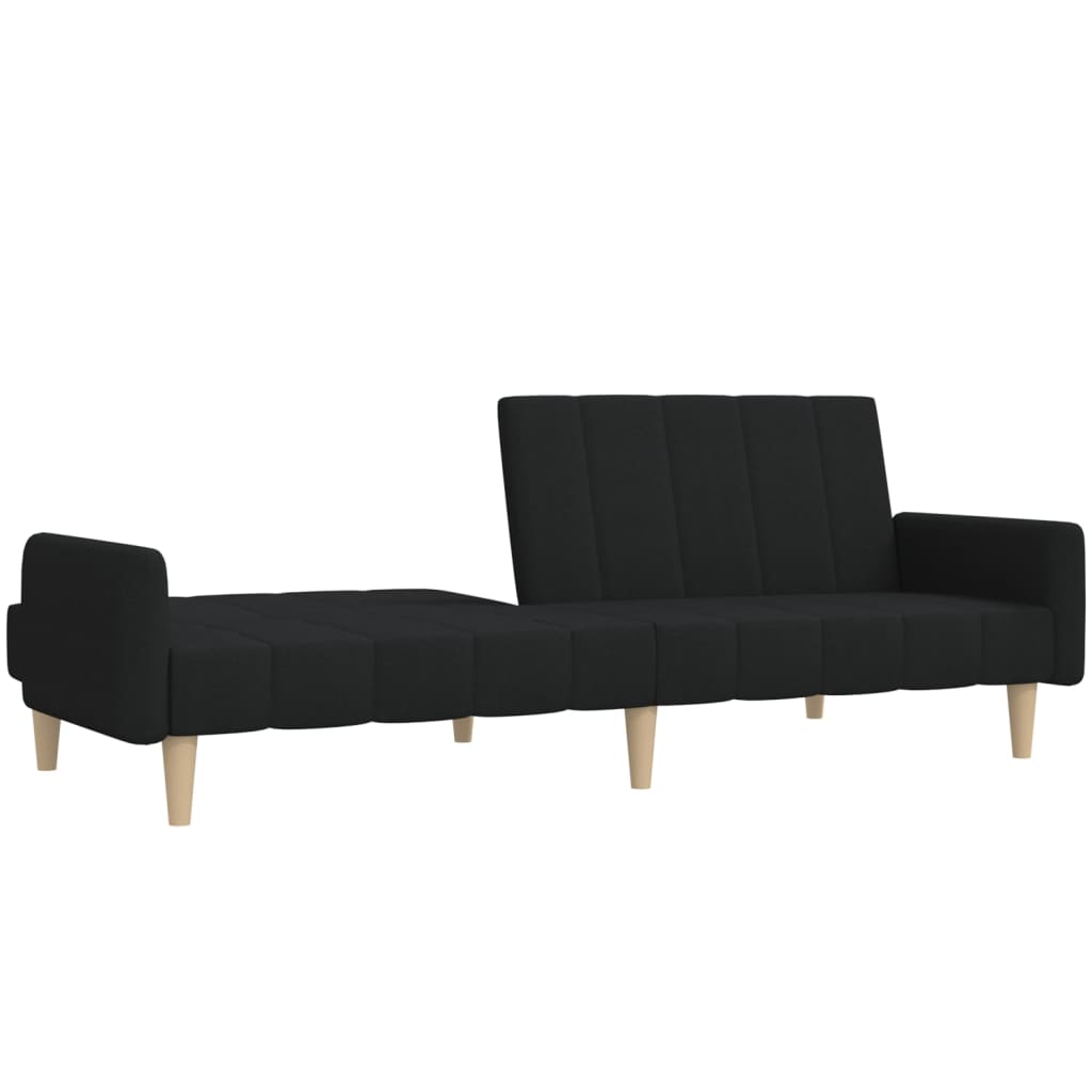 Canapea extensibilă cu 2 locuri, negru, material textil