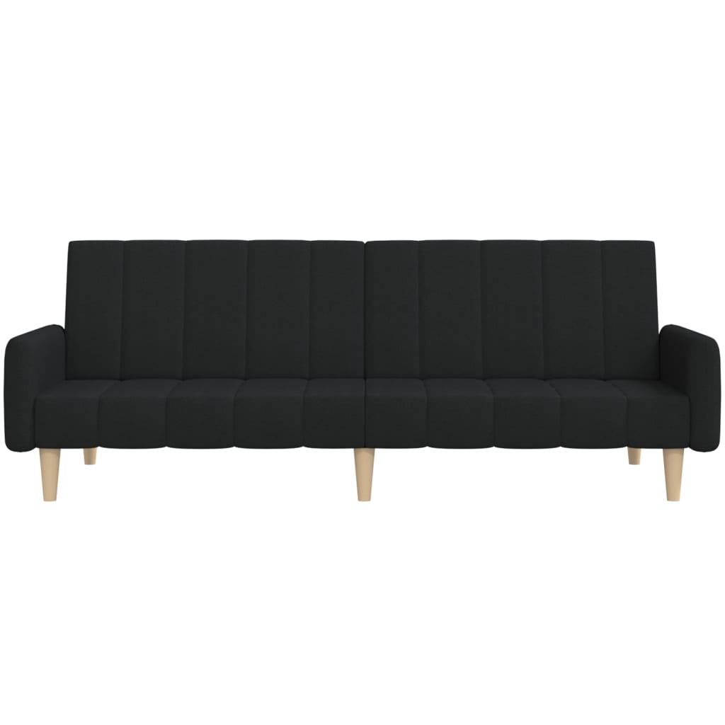 Canapea extensibilă cu 2 locuri, negru, material textil