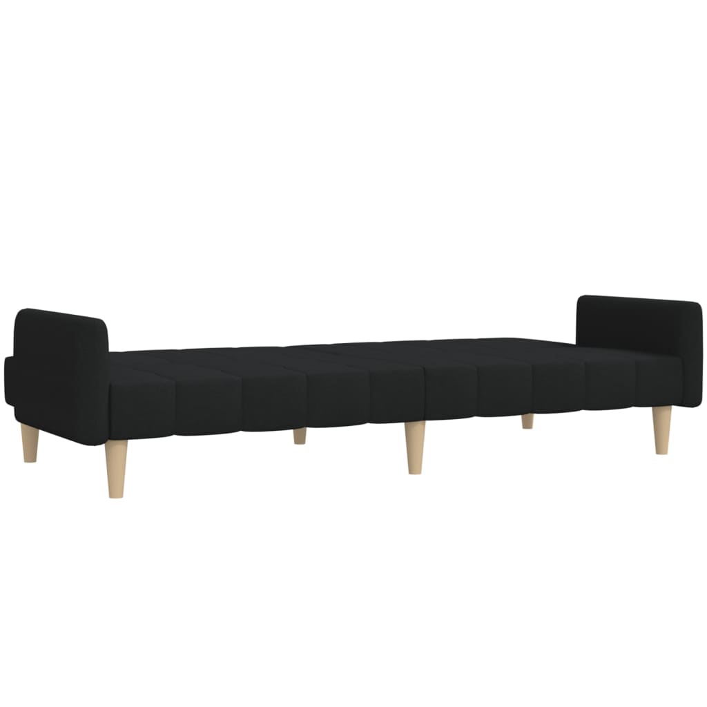 Canapea extensibilă cu 2 locuri, negru, material textil