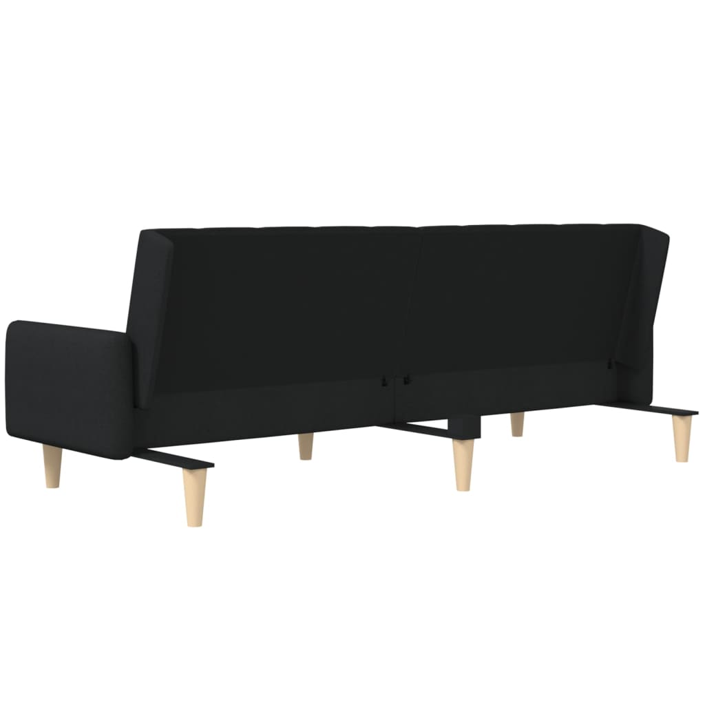 Canapea extensibilă cu 2 locuri, negru, material textil