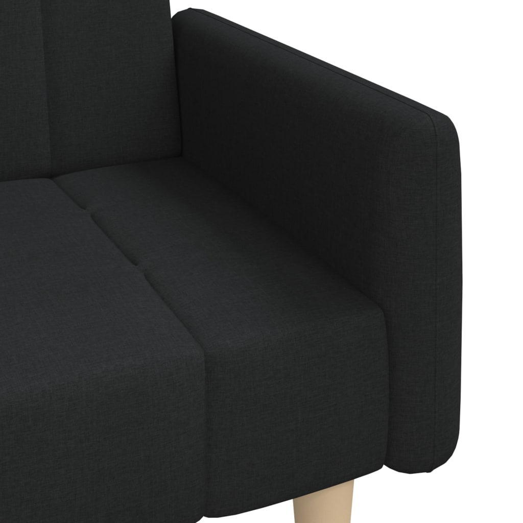 Canapea extensibilă cu 2 locuri, negru, material textil