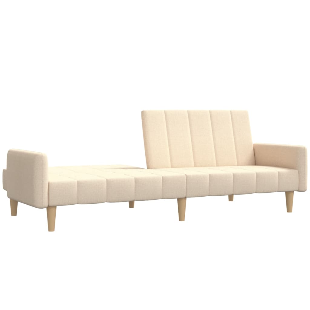 Canapea extensibilă cu 2 locuri, crem, material textil