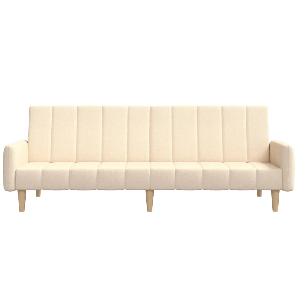 Canapea extensibilă cu 2 locuri, crem, material textil