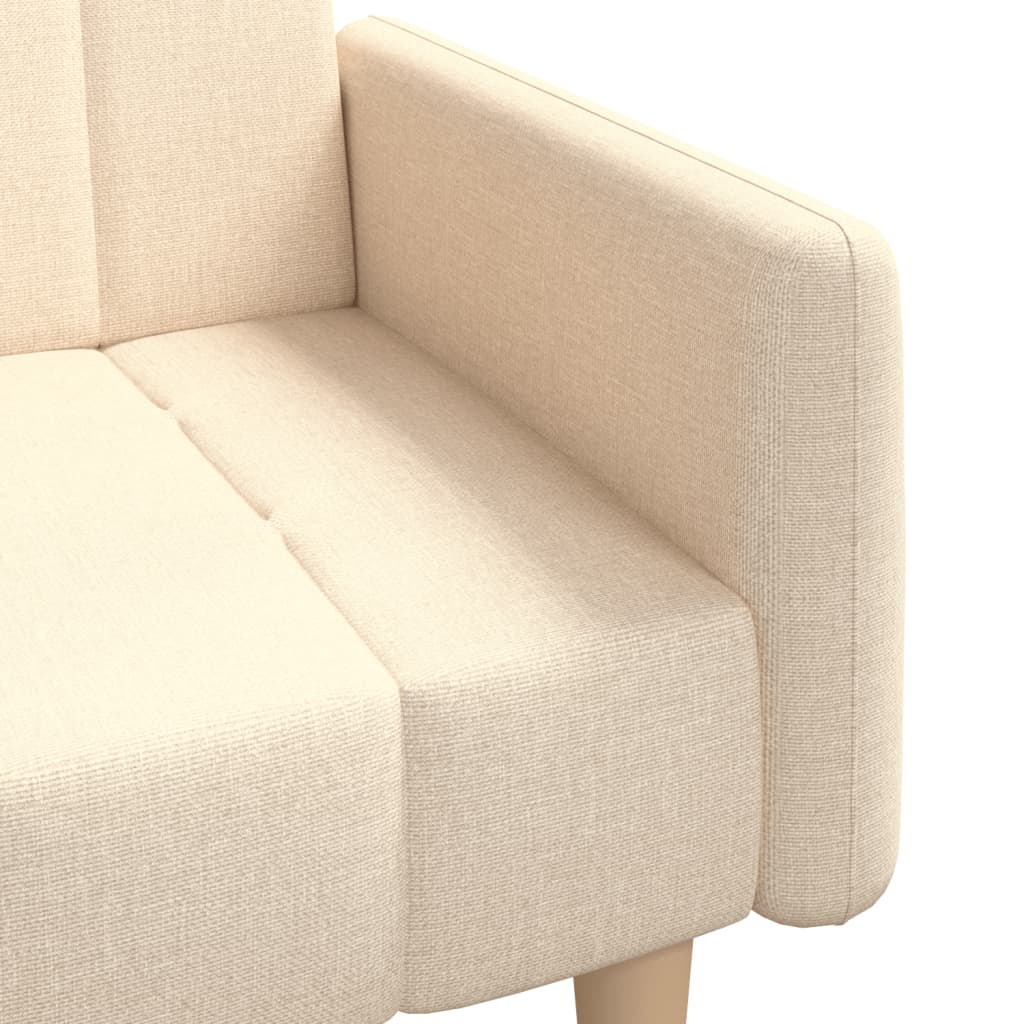 Canapea extensibilă cu 2 locuri, crem, material textil