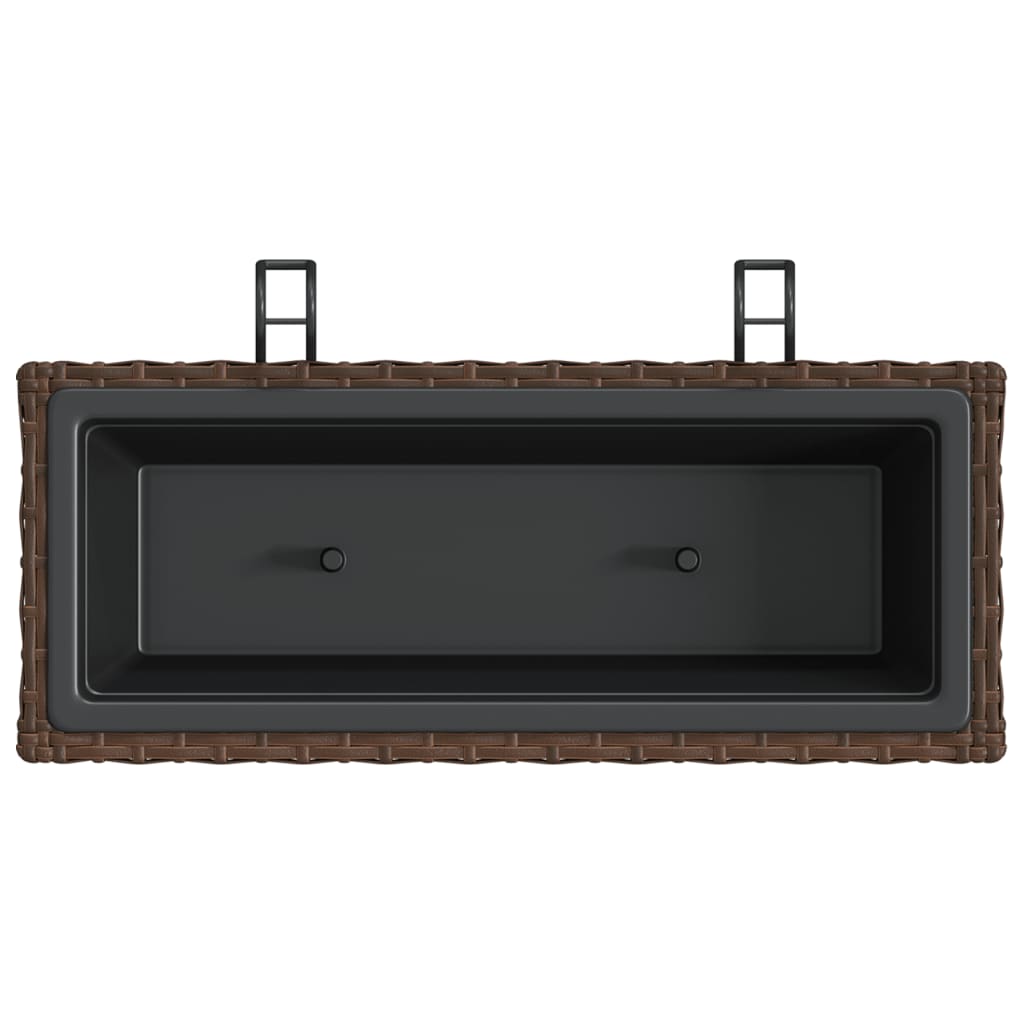 Jardiniere cu cârlige, 2 buc., maro, poliratan