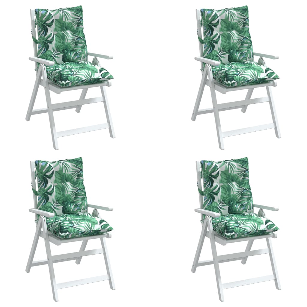 Perne de scaun spătar jos, 4 buc., model frunze, textil oxford
