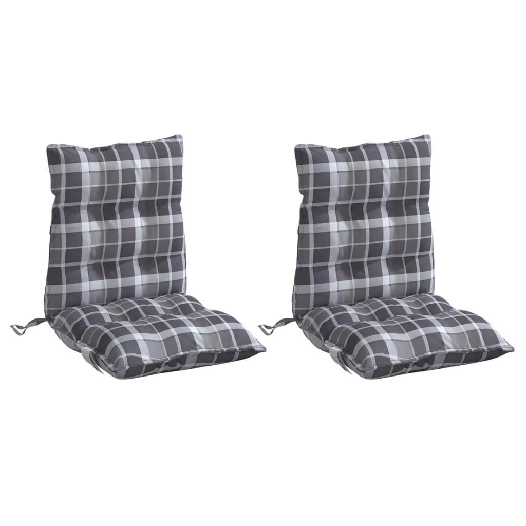 Perne scaun cu spătar mic, 2 buc., gri carouri, textil oxford