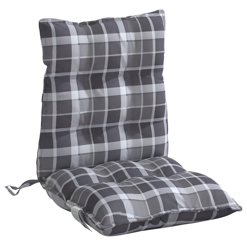Perne scaun cu spătar mic, 2 buc., gri carouri, textil oxford