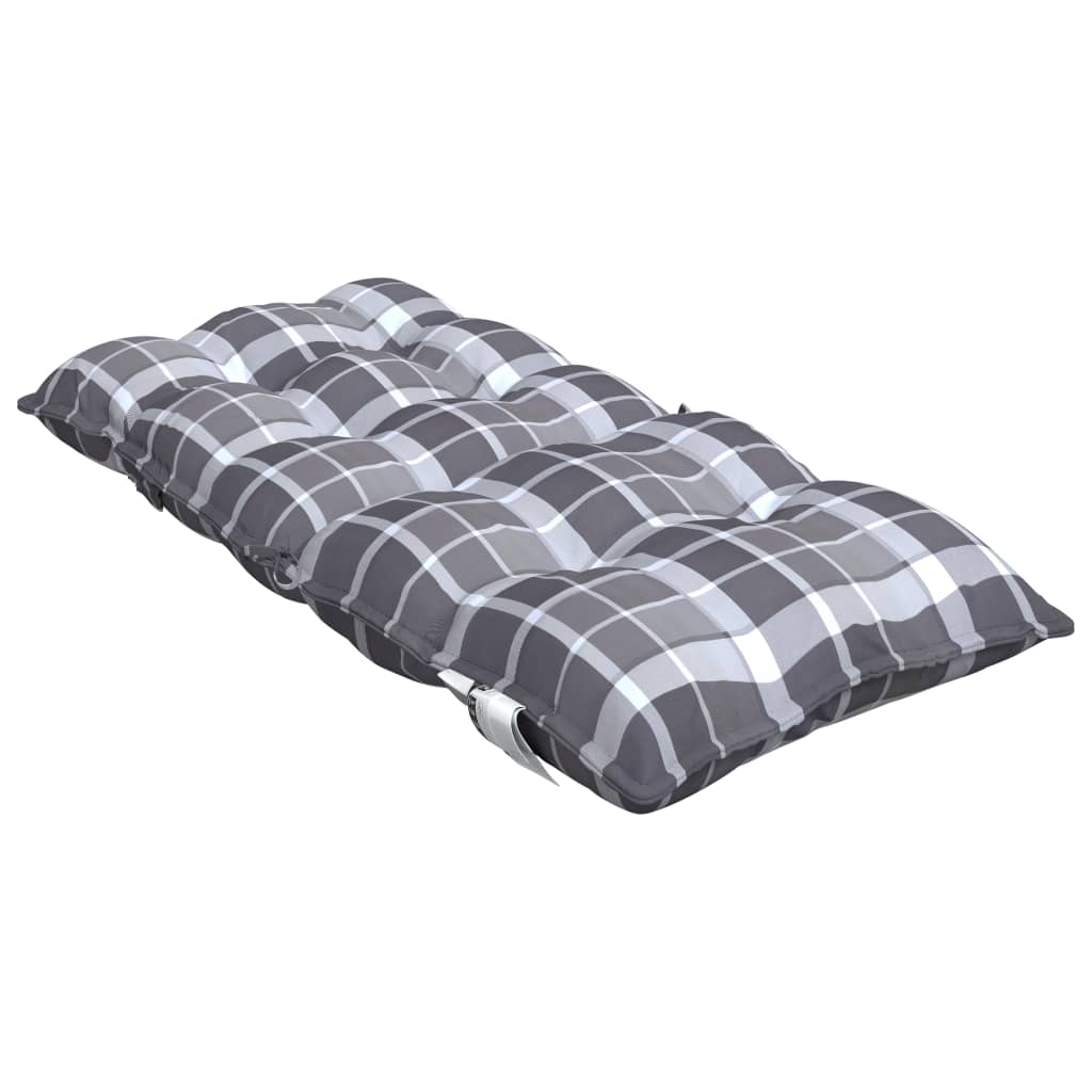 Perne scaun cu spătar mic, 2 buc., gri carouri, textil oxford