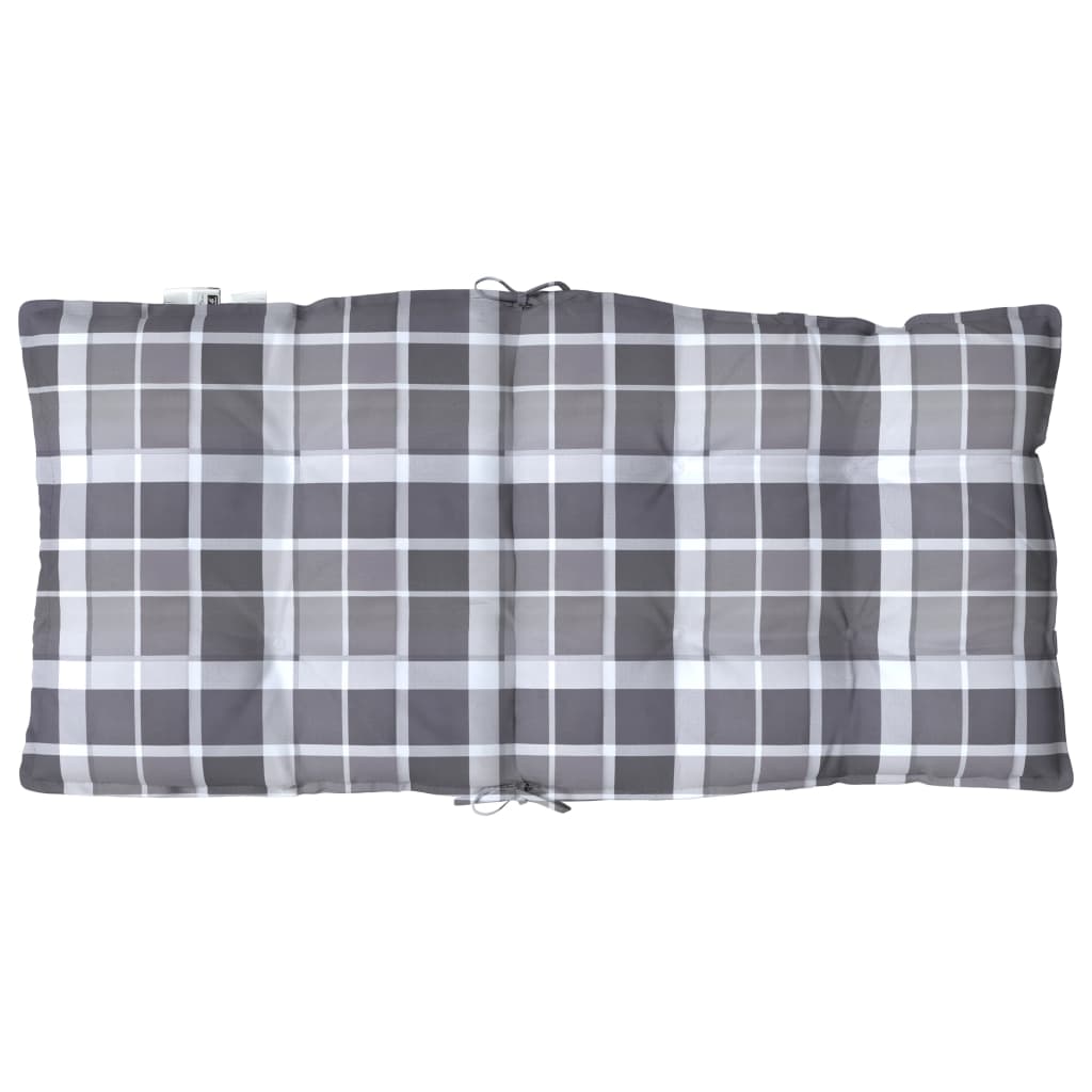 Perne scaun cu spătar mic, 2 buc., gri carouri, textil oxford