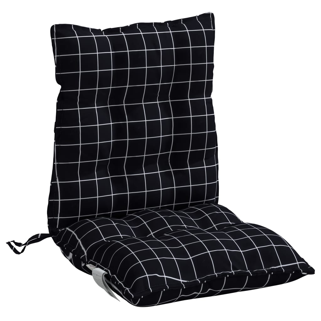 Perne scaun cu spătar mic, 6 buc., negru carouri, textil oxford