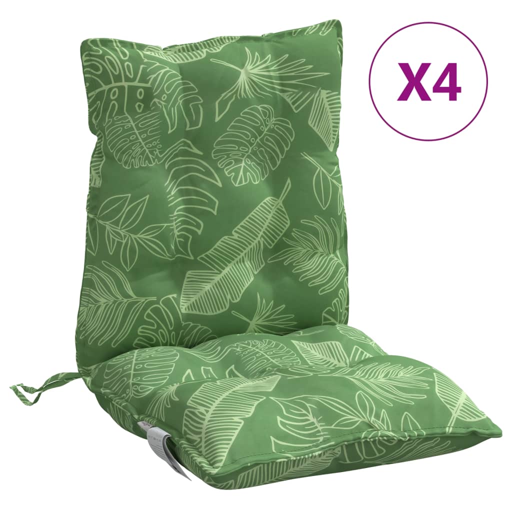 Perne de scaun spătar jos, 4 buc., model frunze, textil oxford