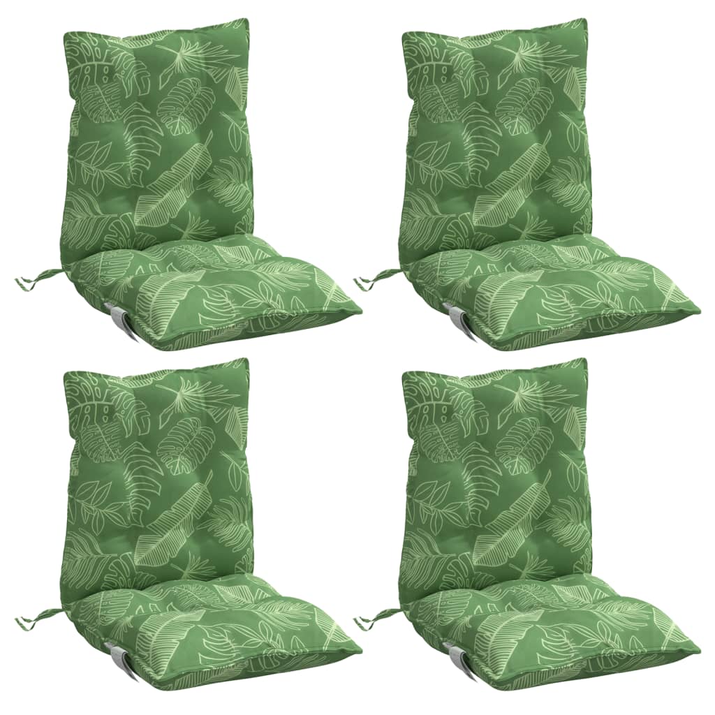 Perne de scaun spătar jos, 4 buc., model frunze, textil oxford
