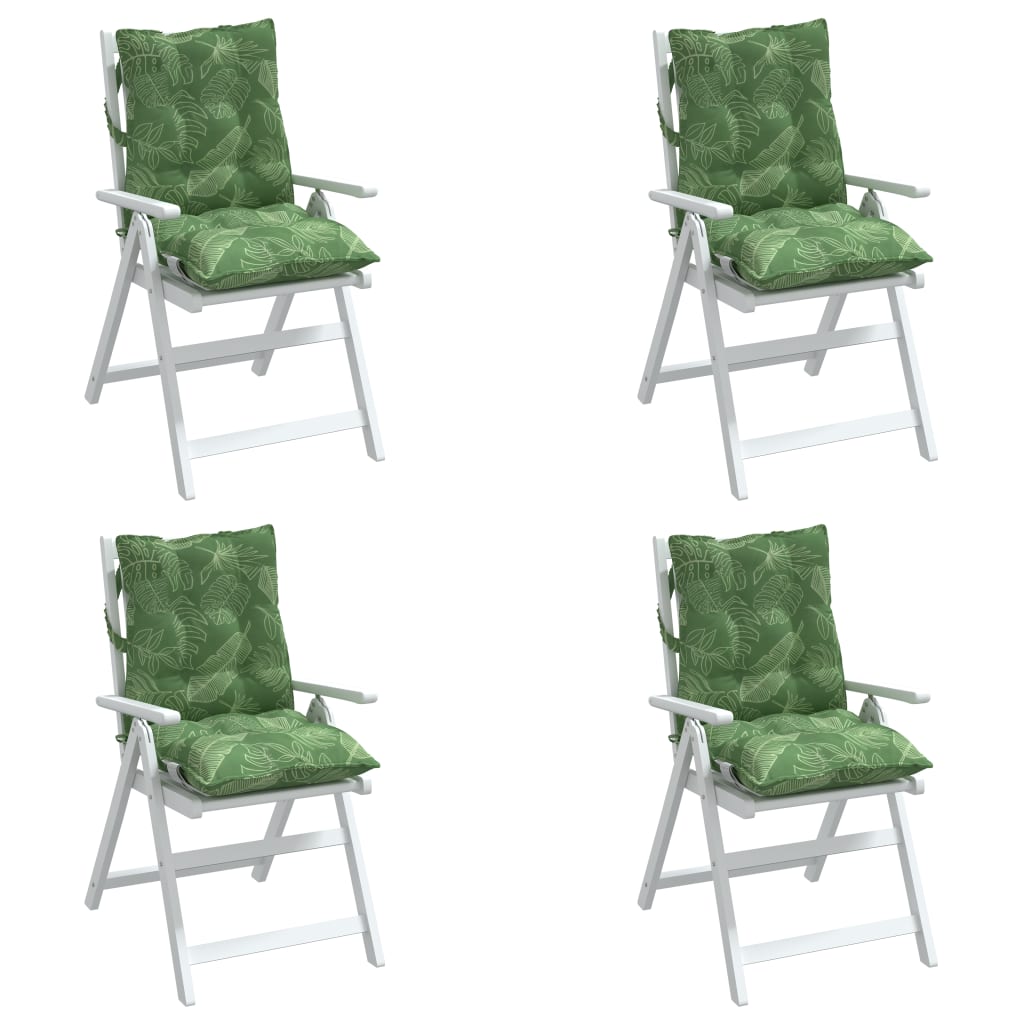 Perne de scaun spătar jos, 4 buc., model frunze, textil oxford