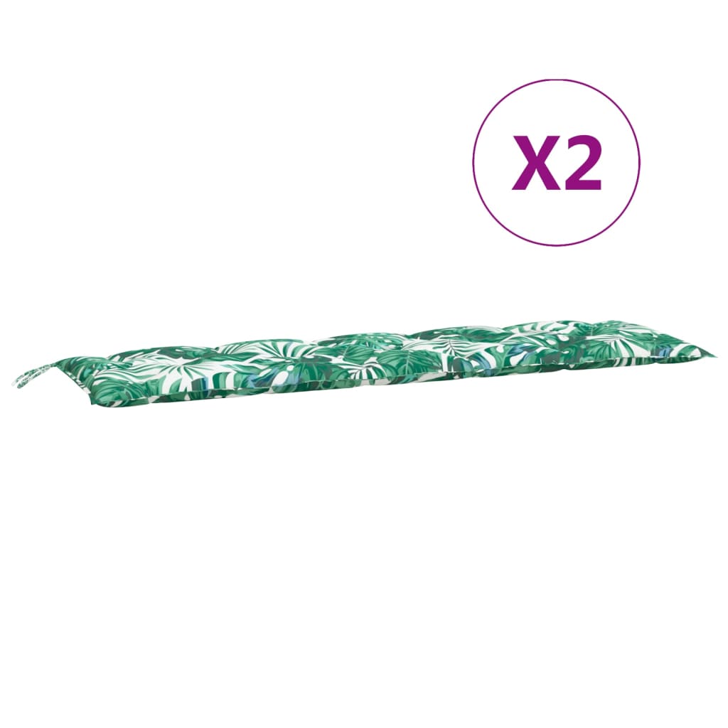 Perne bancă de grădină 2 buc., model frunze, 180x50x7cm, textil