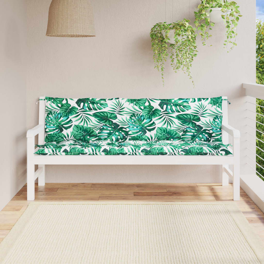 Perne bancă de grădină 2 buc., model frunze, 180x50x7cm, textil