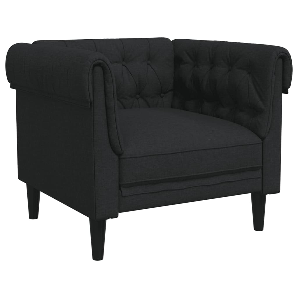 Fotoliu Chesterfield, negru, material textil