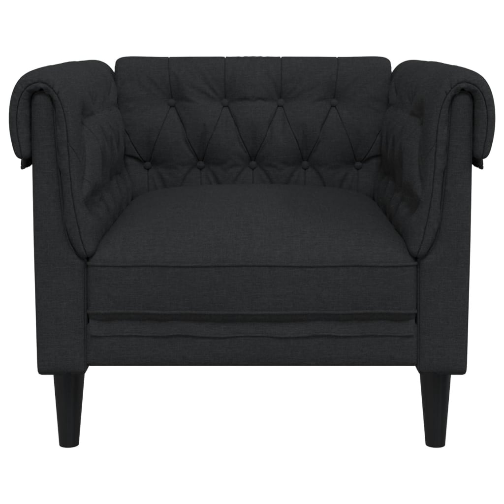 Fotoliu Chesterfield, negru, material textil