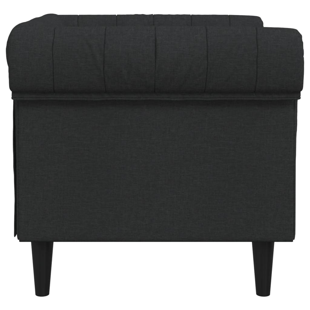 Fotoliu Chesterfield, negru, material textil