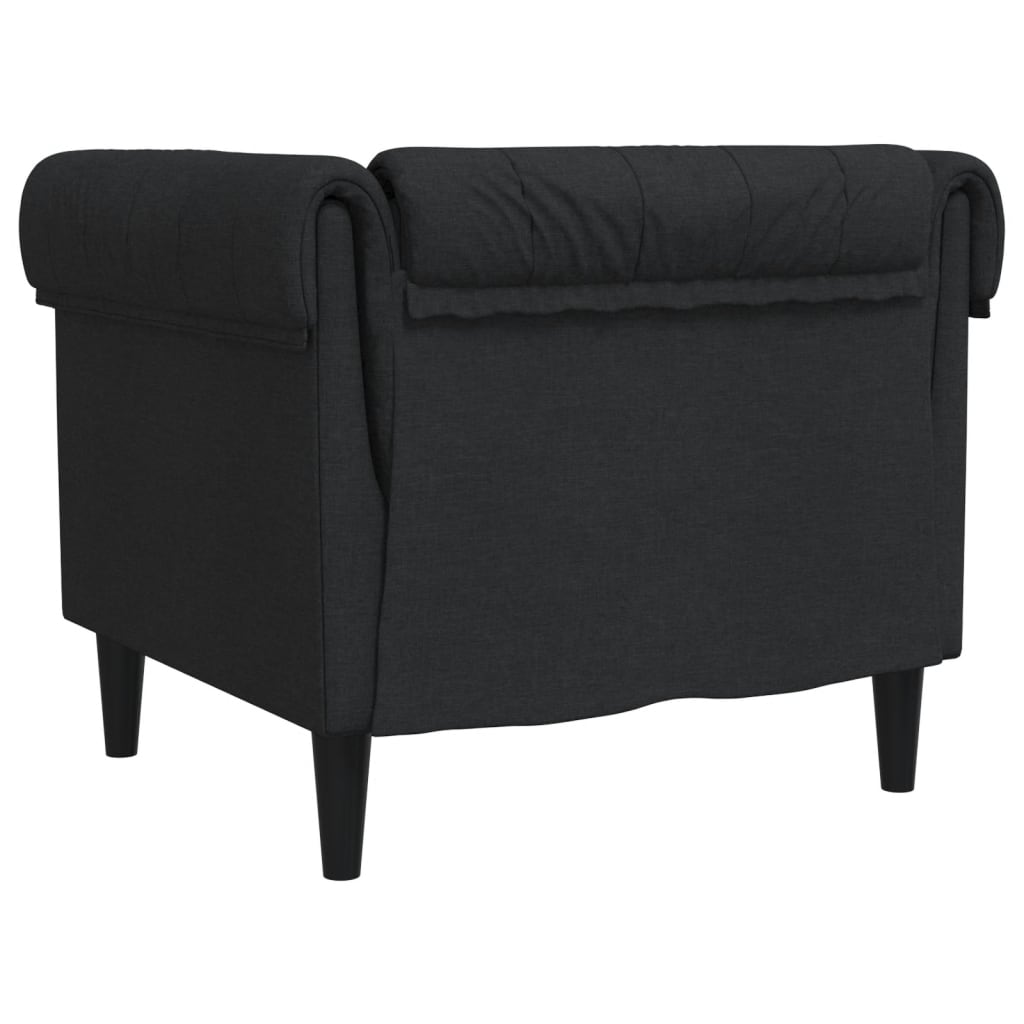 Fotoliu Chesterfield, negru, material textil