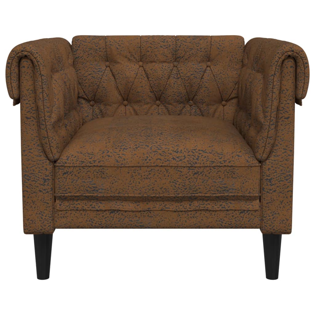 Fotoliu Chesterfield, maro, material textil