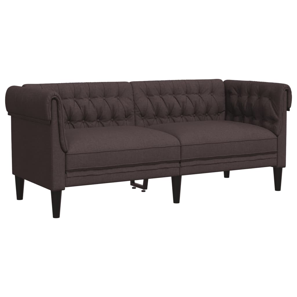 Canapea Chesterfield cu 2 locuri, maro închis, material textil