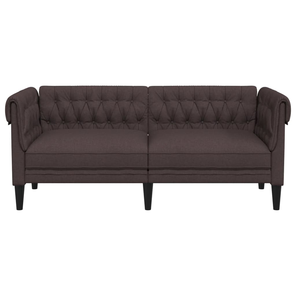 Canapea Chesterfield cu 2 locuri, maro închis, material textil