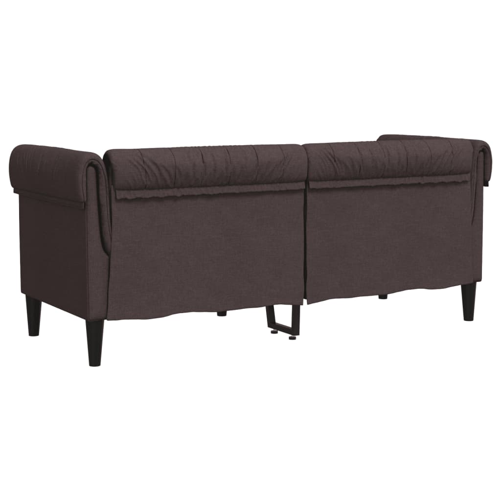 Canapea Chesterfield cu 2 locuri, maro închis, material textil