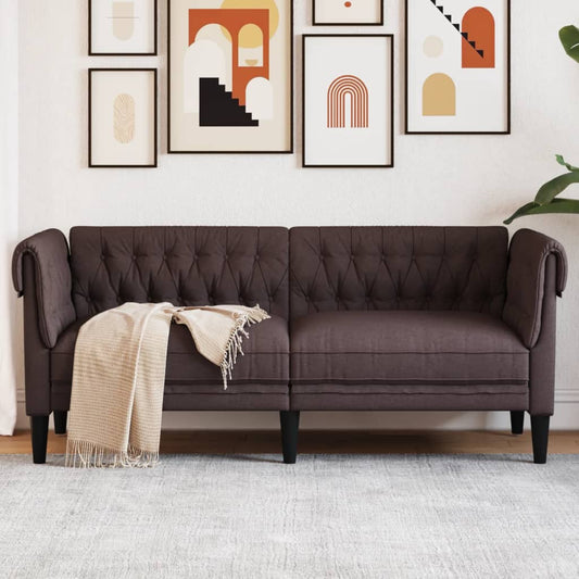 Canapea Chesterfield cu 2 locuri, maro închis, material textil