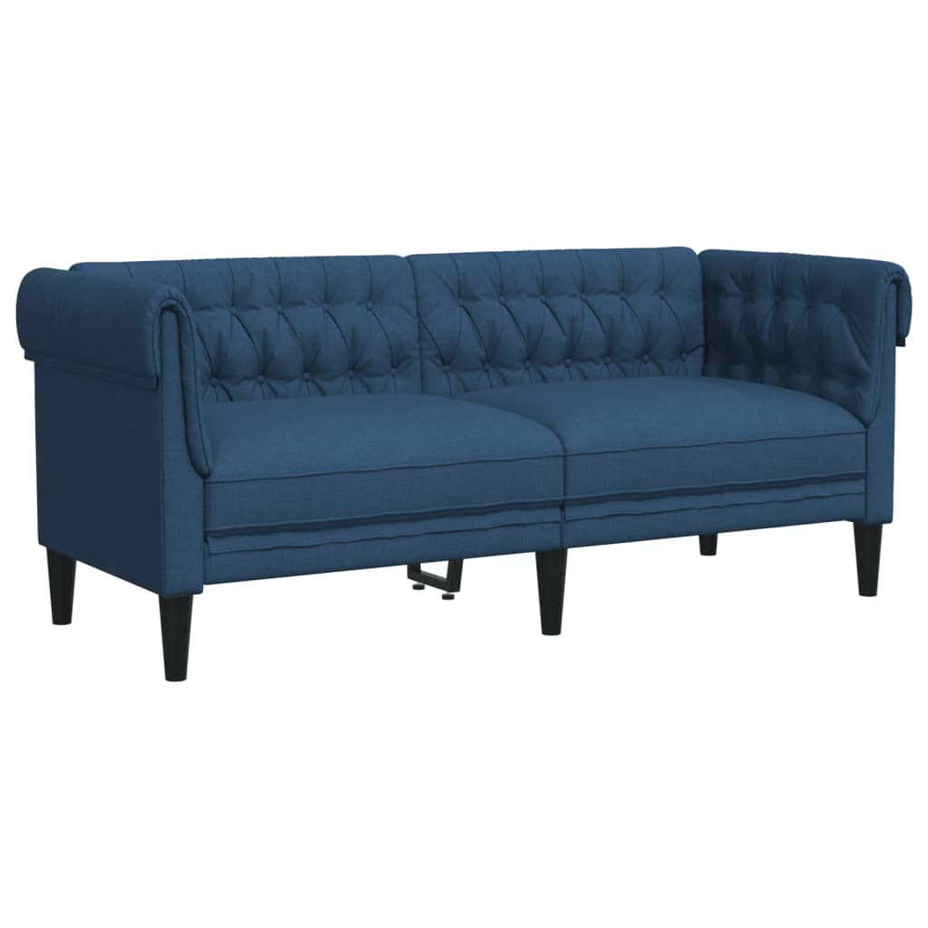Canapea Chesterfield cu 2 locuri, albastru, material textil