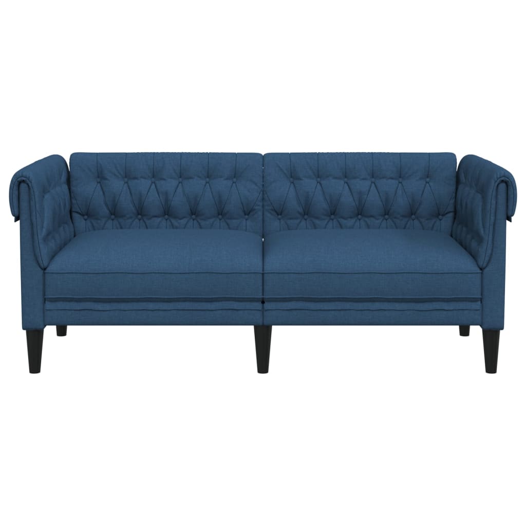 Canapea Chesterfield cu 2 locuri, albastru, material textil