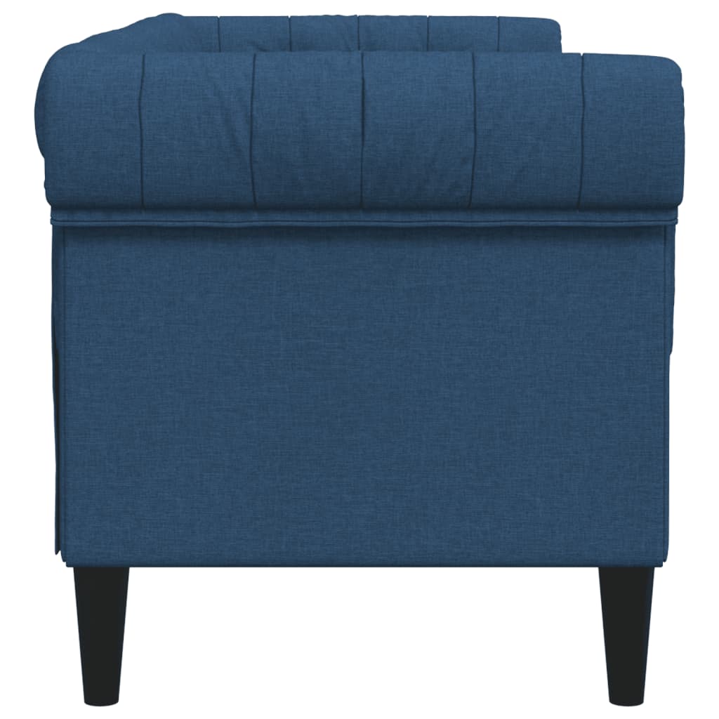 Canapea Chesterfield cu 2 locuri, albastru, material textil
