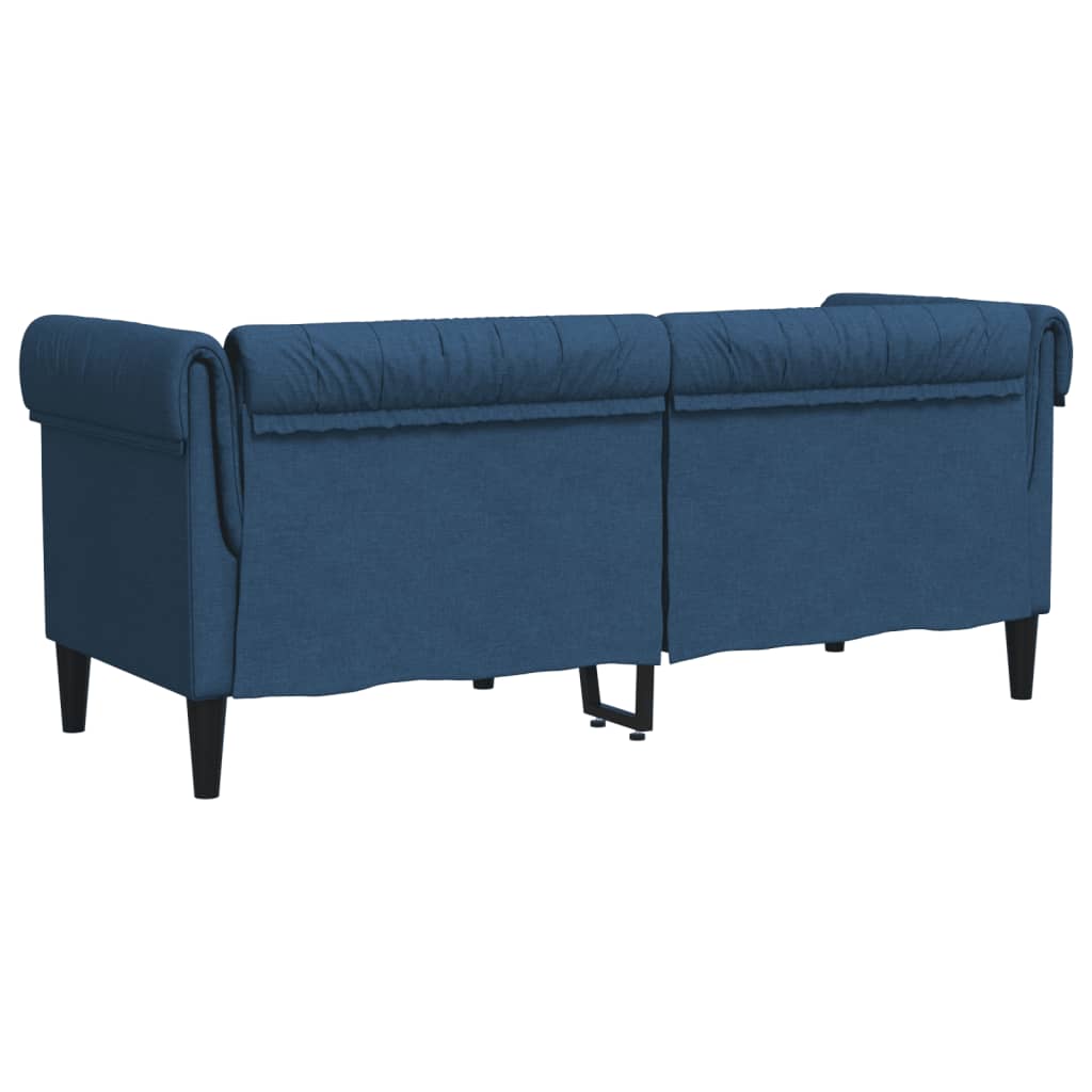 Canapea Chesterfield cu 2 locuri, albastru, material textil