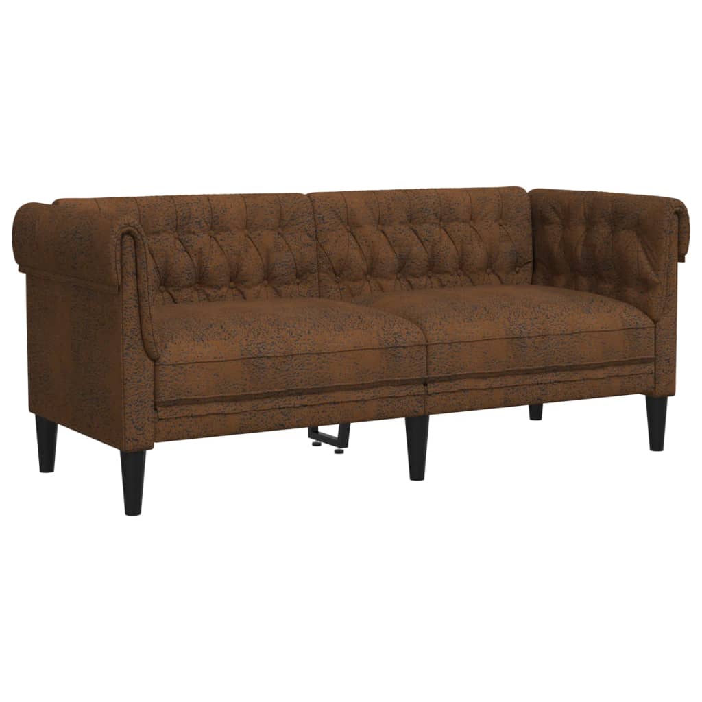Canapea Chesterfield cu 2 locuri, maro, material textil