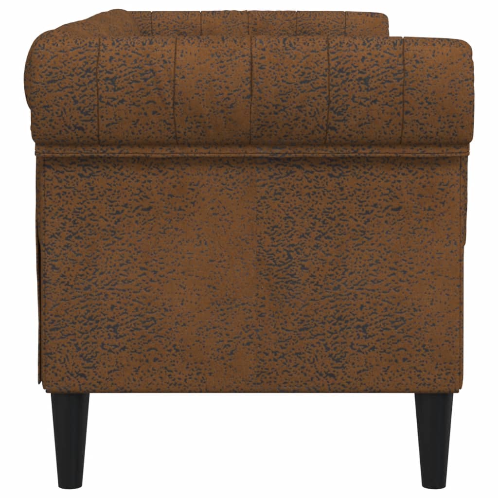 Canapea Chesterfield cu 2 locuri, maro, material textil