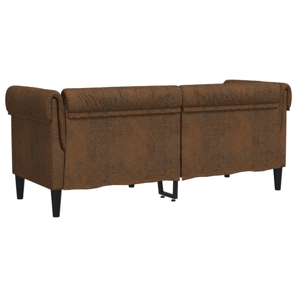 Canapea Chesterfield cu 2 locuri, maro, material textil