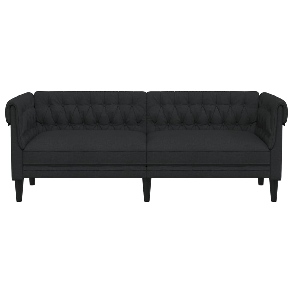 Canapea Chesterfield cu 3 locuri, negru, material textil