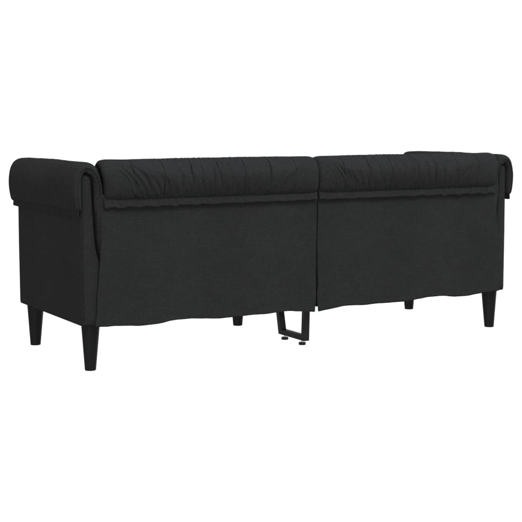 Canapea Chesterfield cu 3 locuri, negru, material textil