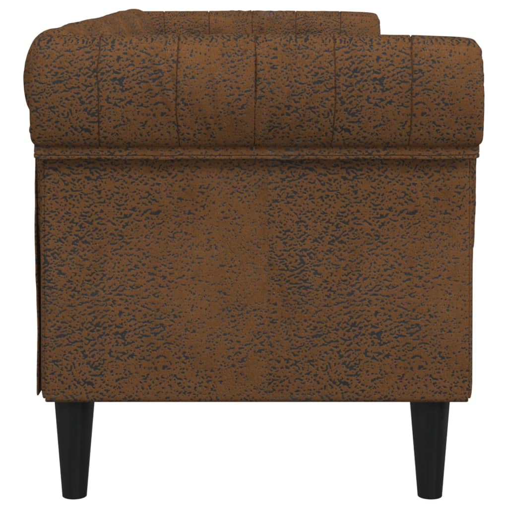 Canapea Chesterfield cu 3 locuri, maro, material textil