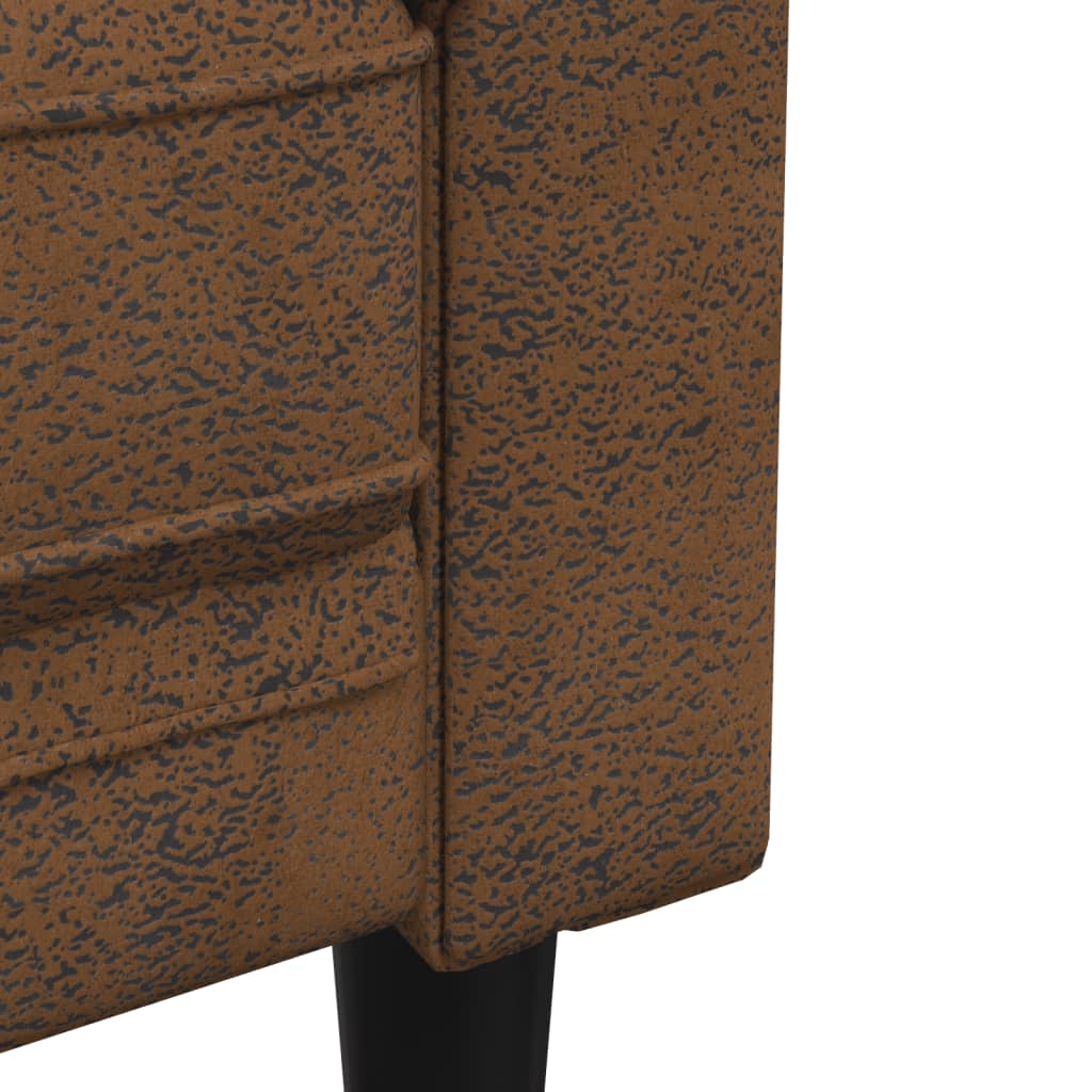Canapea Chesterfield cu 3 locuri, maro, material textil