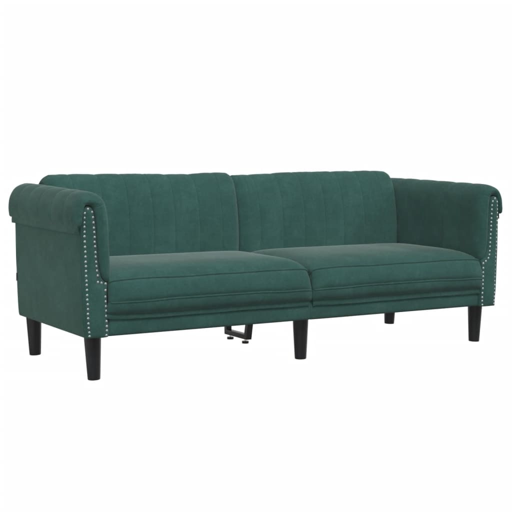 Canapea cu 3 locuri, verde închis, catifea