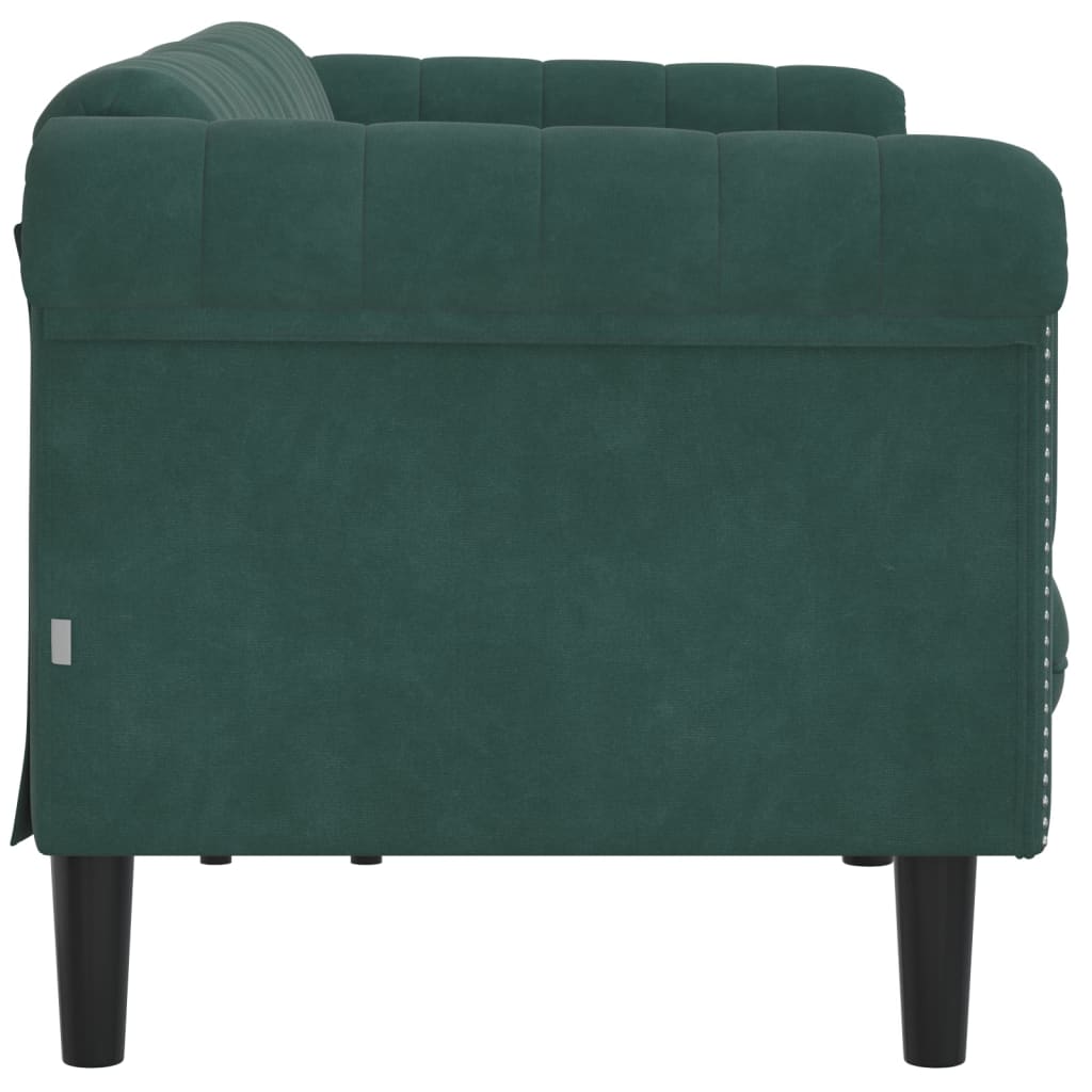 Canapea cu 3 locuri, verde închis, catifea