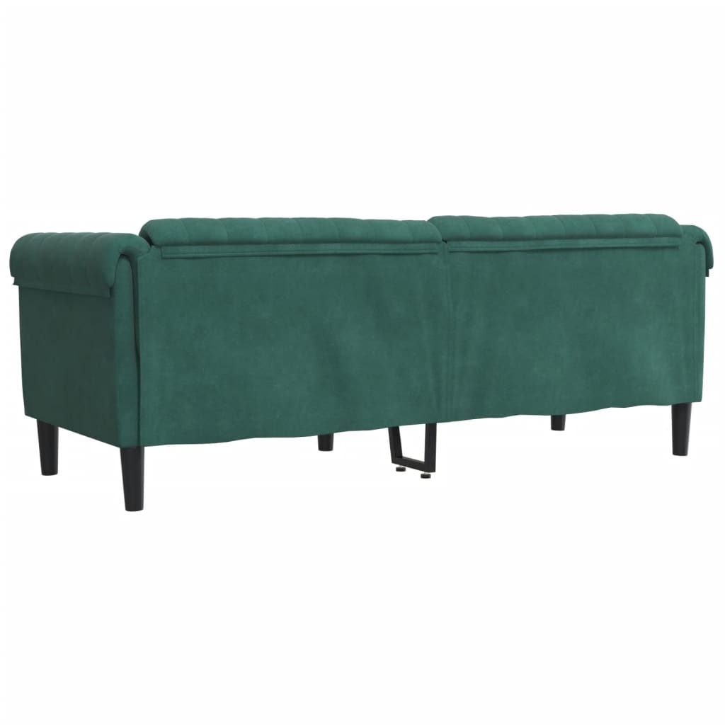 Canapea cu 3 locuri, verde închis, catifea