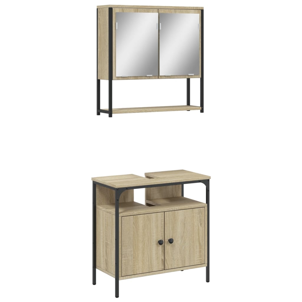 Set mobilier de baie, 2 piese, stejar sonoma, lemn prelucrat