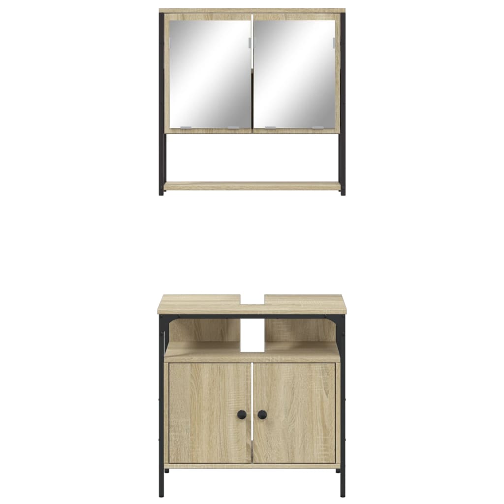 Set mobilier de baie, 2 piese, stejar sonoma, lemn prelucrat