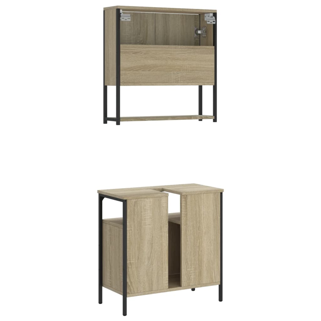 Set mobilier de baie, 2 piese, stejar sonoma, lemn prelucrat