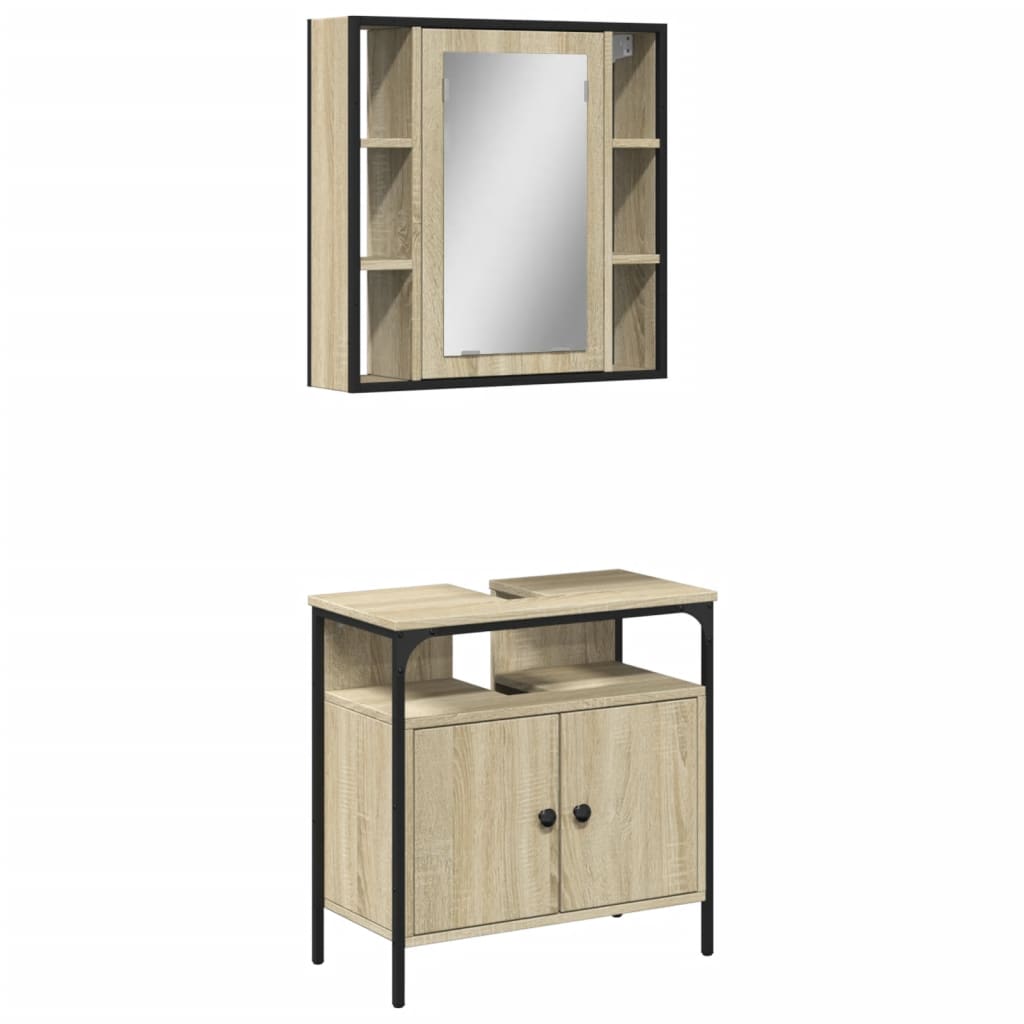 Set mobilier de baie, 2 piese, stejar sonoma, lemn prelucrat